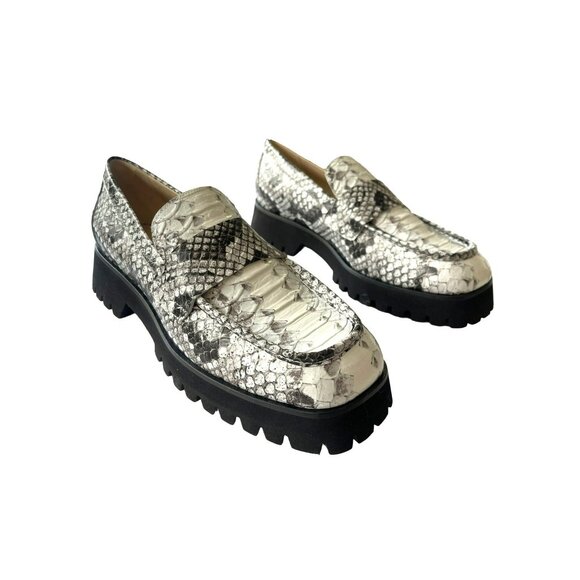 Freda Salvador $395 Hana Snake Skin Chunky Penny Loafer Slip On Sz 8.5 NEW - Picture 1 of 8